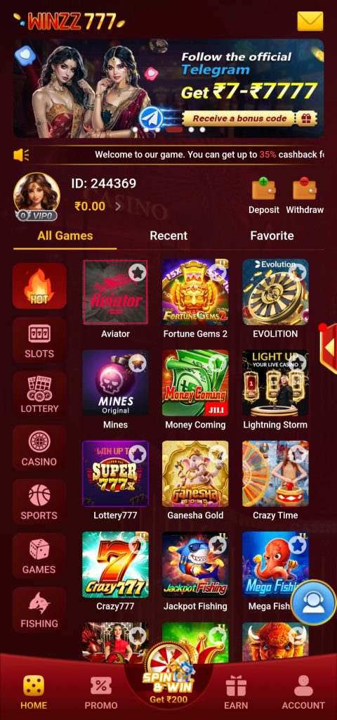 Winzz 777 Game – Download & Get 100% Cash Bonus 1